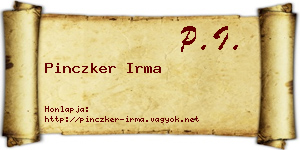 Pinczker Irma névjegykártya